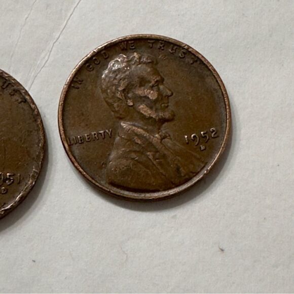 1951D & 1952D Wheat Penny Rare Coins - Picture 9 of 11